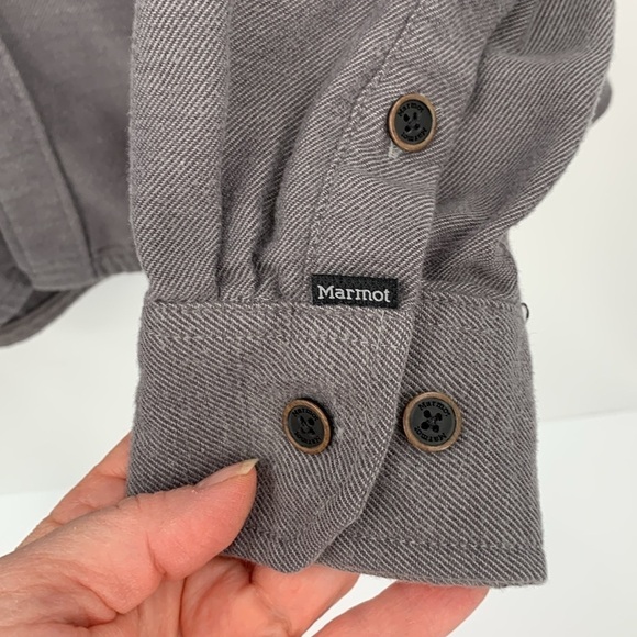 Marmot flannel button front shirt gray grey men soft men Medium M - Picture 3 of 6